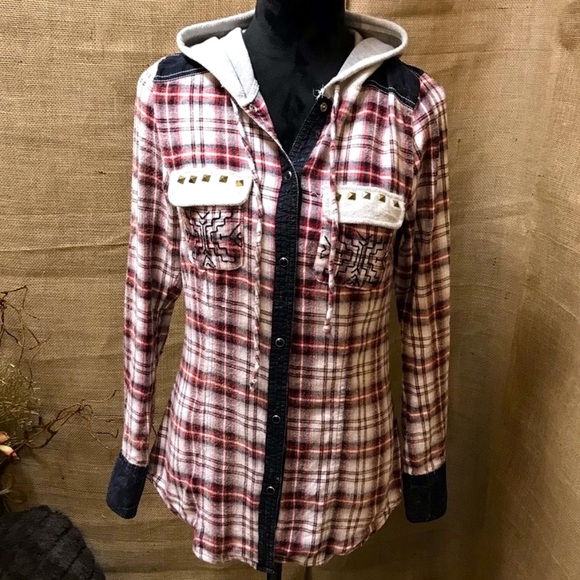 Buckle Tops - Buckle BKE Eased Hooded Button Down